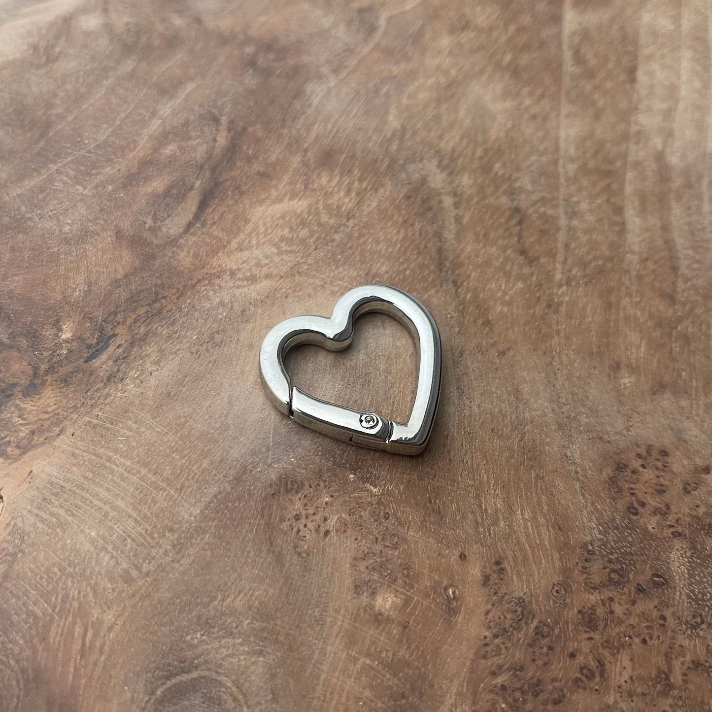 Anneau mousqueton cœur argent