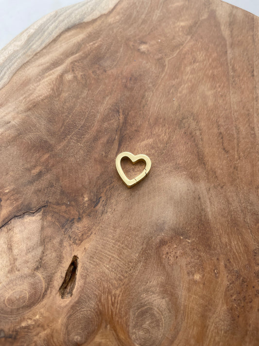 Petit anneau mousqueton coeur or