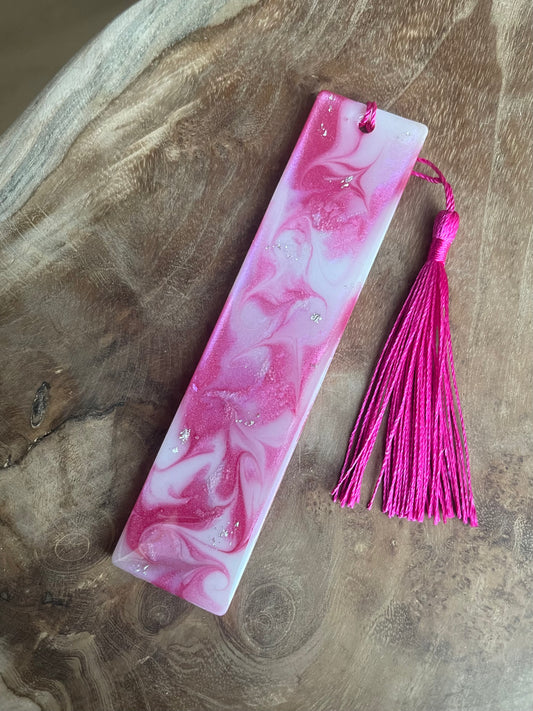 Marque page marbré rose fuschia